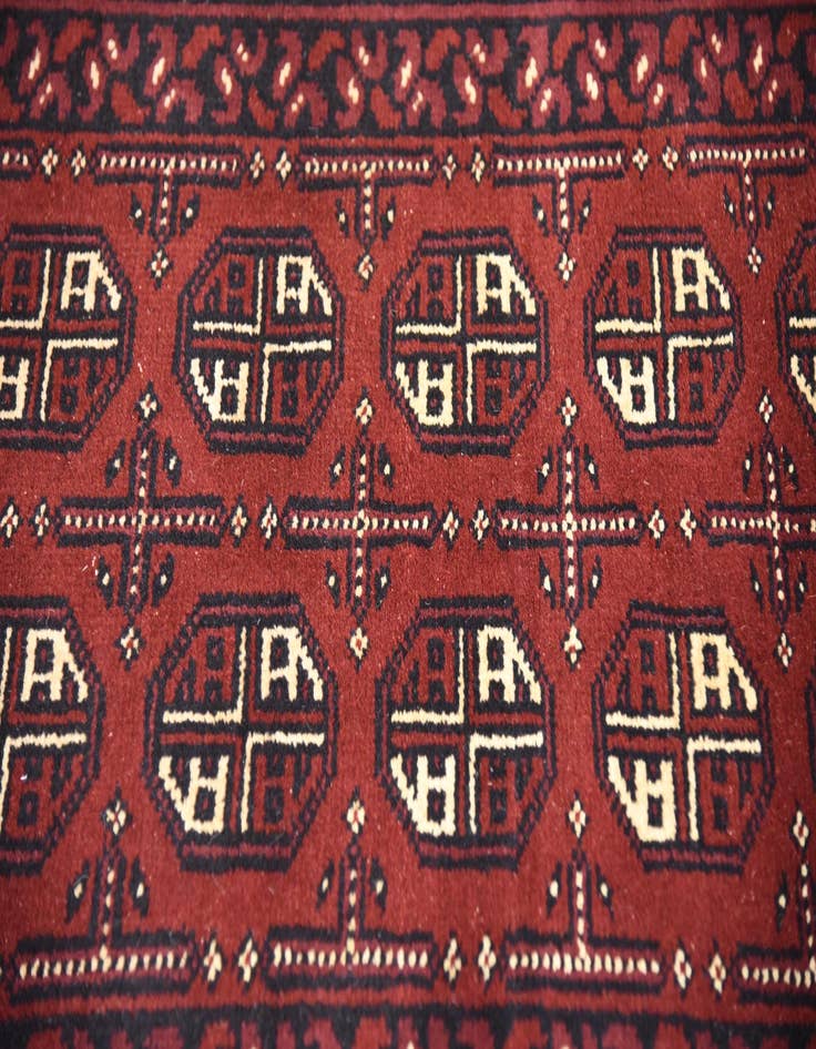 Detail image of  3' 4 x 6' 2  Hand Knotted Afghan Akhche Wool Rug