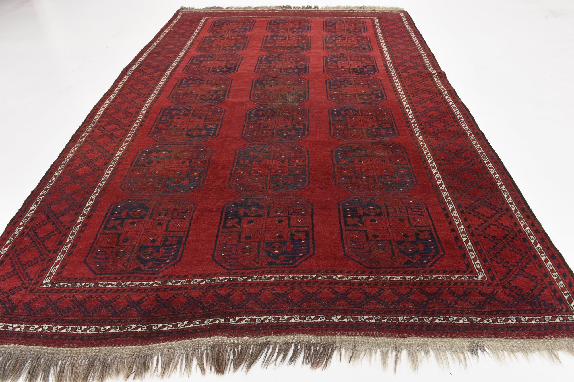 Red 7' 4 x 11' 7 Hand Knotted Afghan Akhche Oriental Rug | Rugs.com