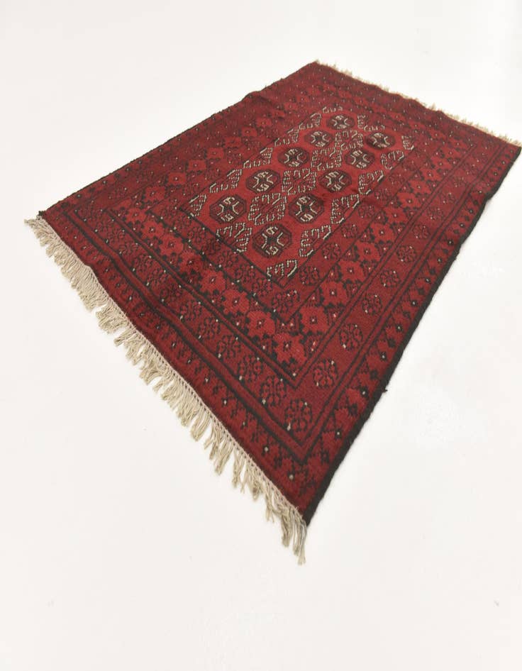 Detail image of 3' 3 x 4' 7 Hand Knotted Afghan Akhche Wool Rug