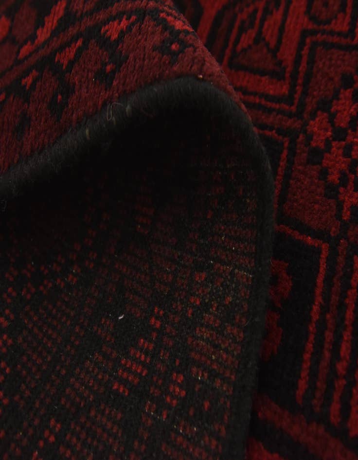 Detail image of  3' 5 x 4' 9  Hand Knotted Afghan Akhche Wool Rug