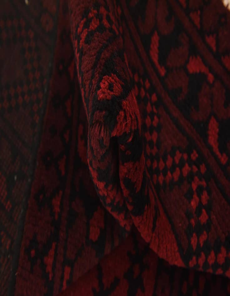 Detail image of  3' 5 x 4' 9  Hand Knotted Afghan Akhche Wool Rug