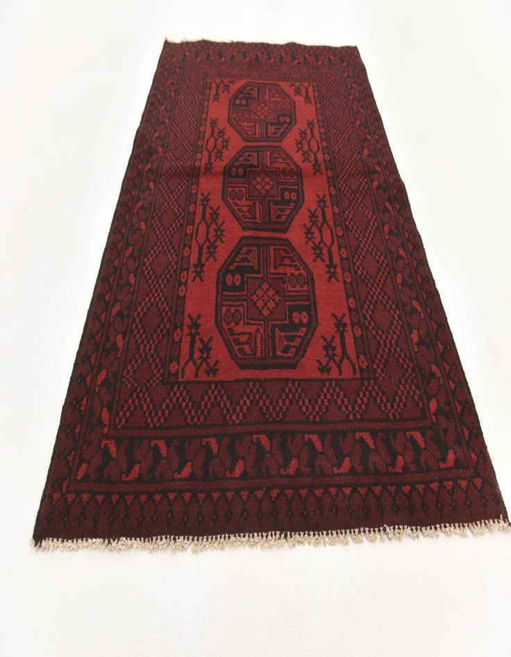 Detail image of  3' 5 x 4' 9  Hand Knotted Afghan Akhche Wool Rug