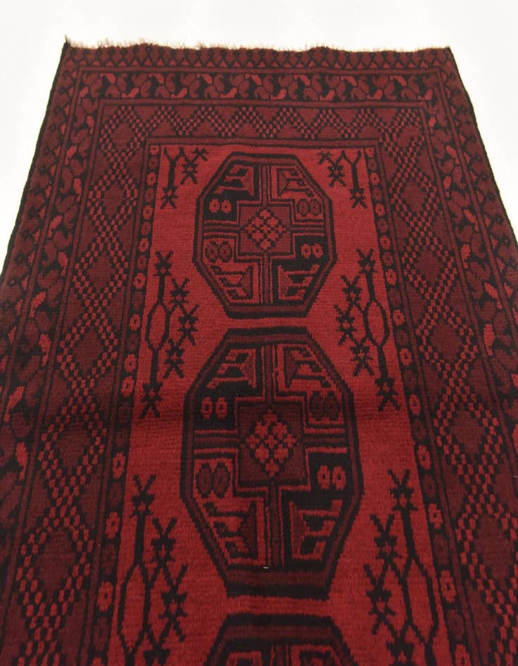 Detail image of  3' 5 x 4' 9  Hand Knotted Afghan Akhche Wool Rug