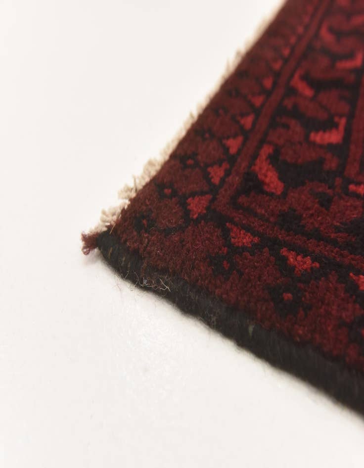 Detail image of  3' 5 x 4' 9  Hand Knotted Afghan Akhche Wool Rug