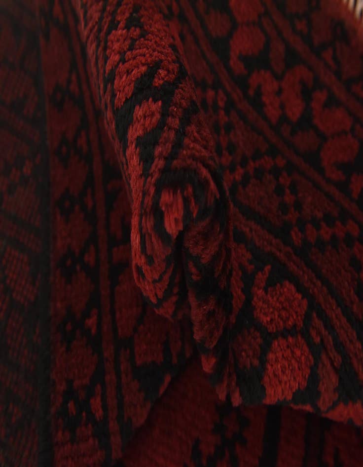 Detail image of  3' 5 x 4' 9  Hand Knotted Afghan Akhche Wool Rug