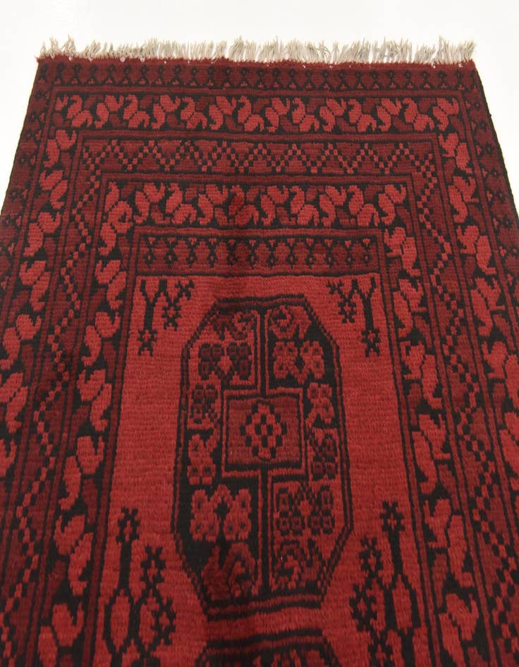 Detail image of  3' 5 x 4' 9  Hand Knotted Afghan Akhche Wool Rug