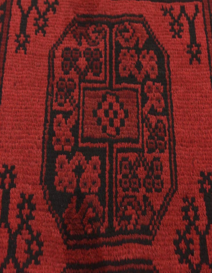 Detail image of  3' 5 x 4' 9  Hand Knotted Afghan Akhche Wool Rug
