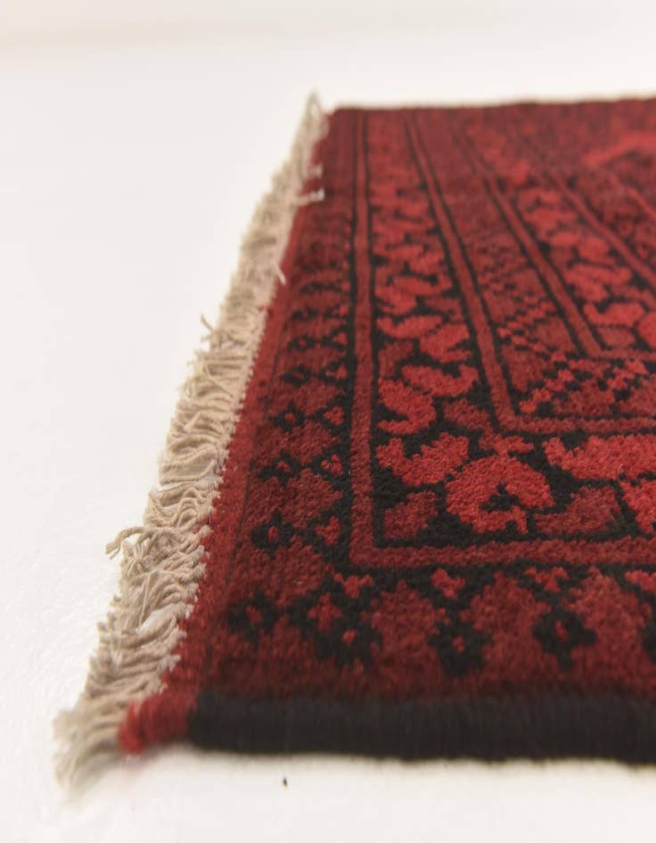 Detail image of  3' 5 x 4' 9  Hand Knotted Afghan Akhche Wool Rug