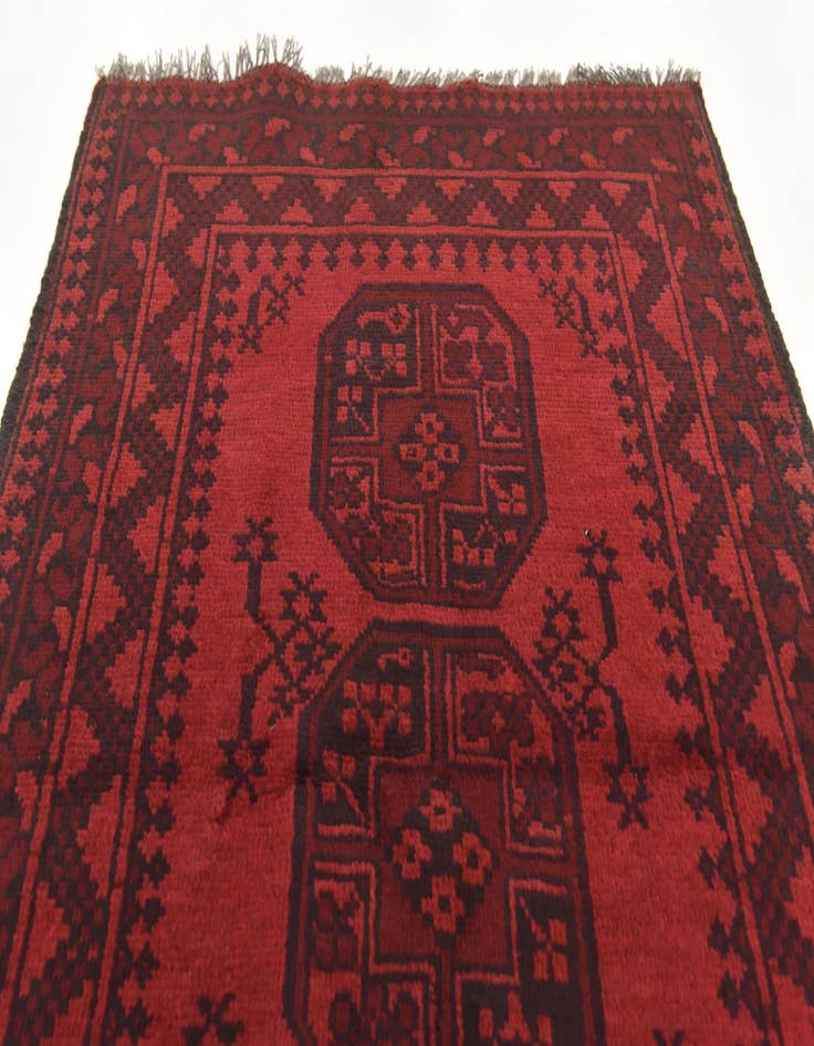 Detail image of  3' 4 x 5' 3  Hand Knotted Afghan Akhche Wool Rug