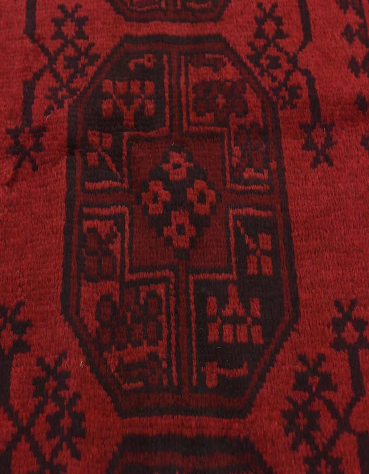 Detail image of  3' 4 x 5' 3  Hand Knotted Afghan Akhche Wool Rug