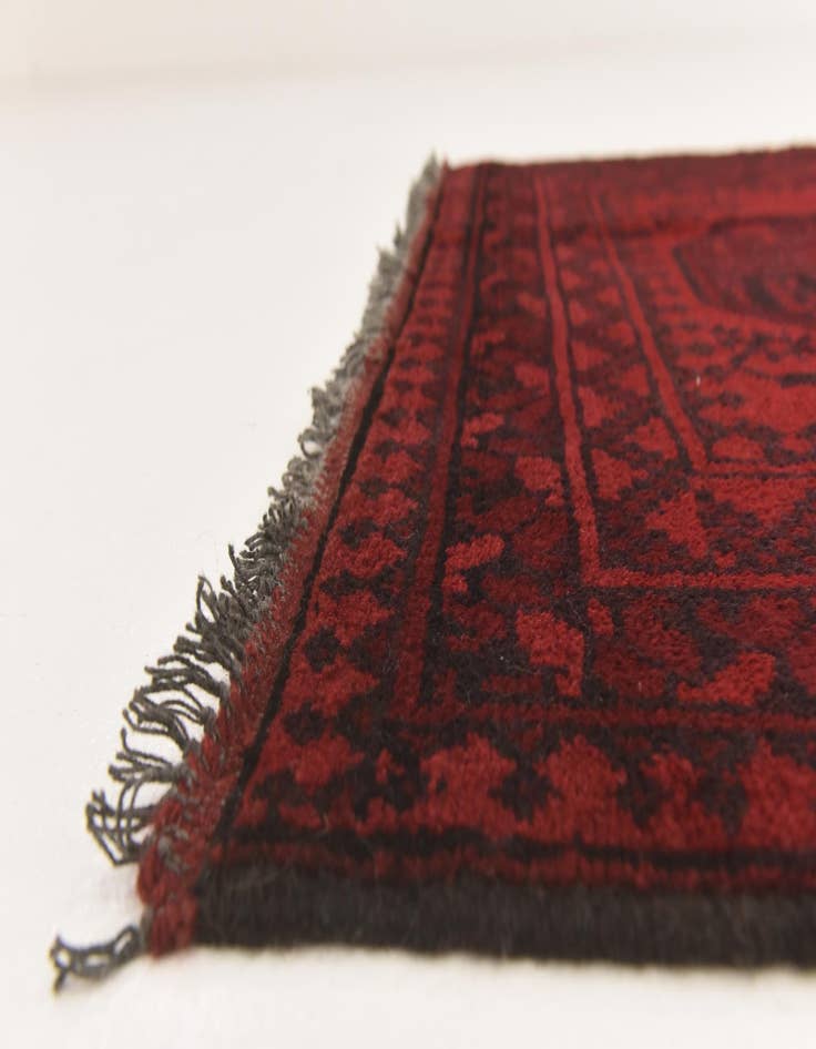 Detail image of  3' 4 x 5' 3  Hand Knotted Afghan Akhche Wool Rug