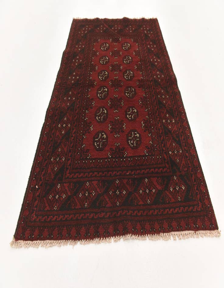 Detail image of  3' 2 x 4' 10  Hand Knotted Afghan Akhche Wool Rug