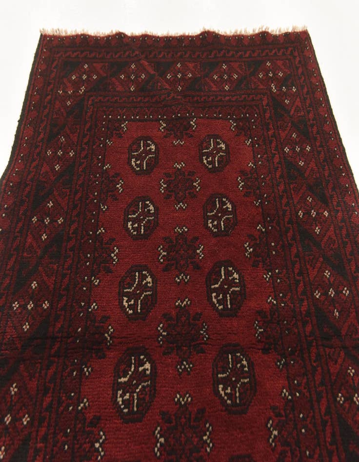 Detail image of  3' 2 x 4' 10  Hand Knotted Afghan Akhche Wool Rug