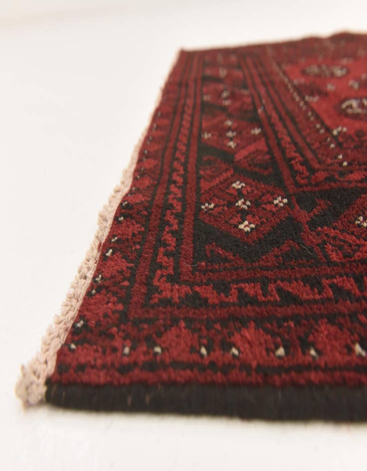 Detail image of  3' 2 x 4' 10  Hand Knotted Afghan Akhche Wool Rug