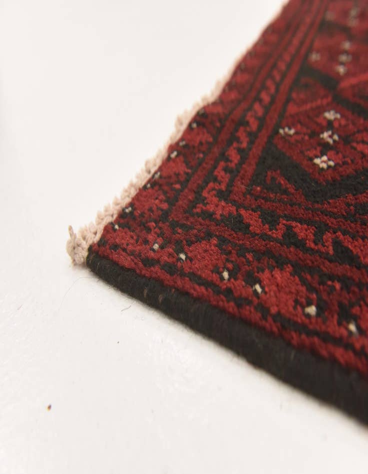 Detail image of  3' 2 x 4' 10  Hand Knotted Afghan Akhche Wool Rug