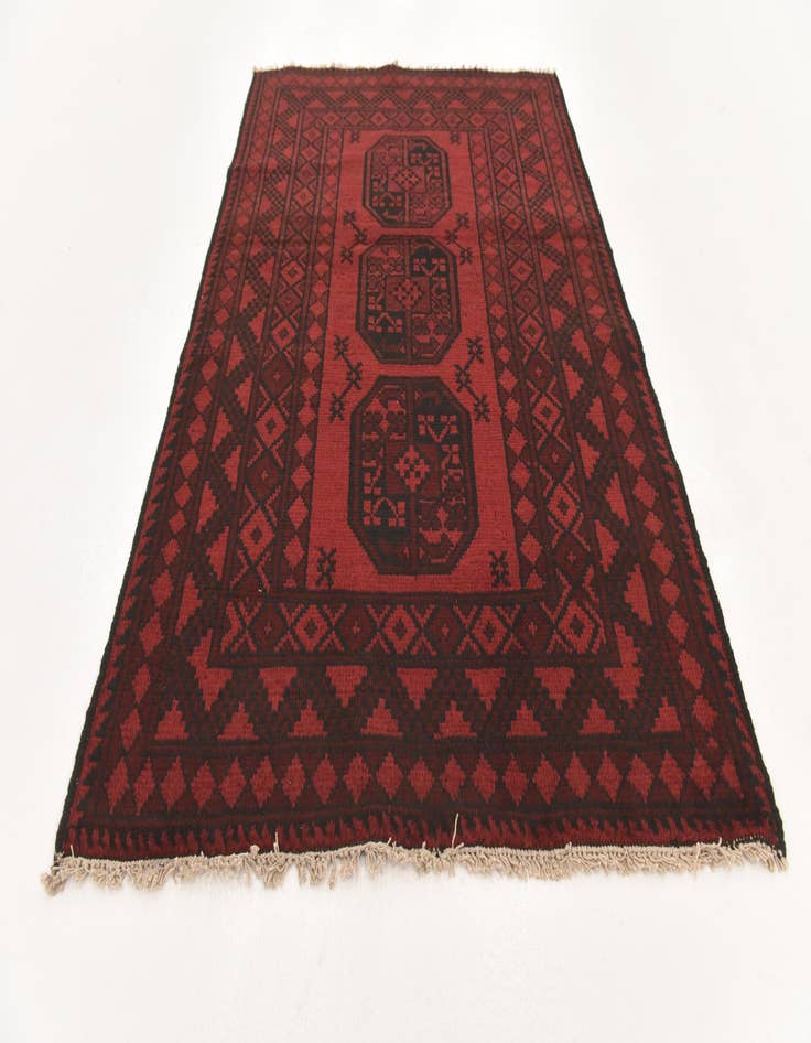 Detail image of  3' 3 x 4' 9  Hand Knotted Afghan Akhche Wool Rug