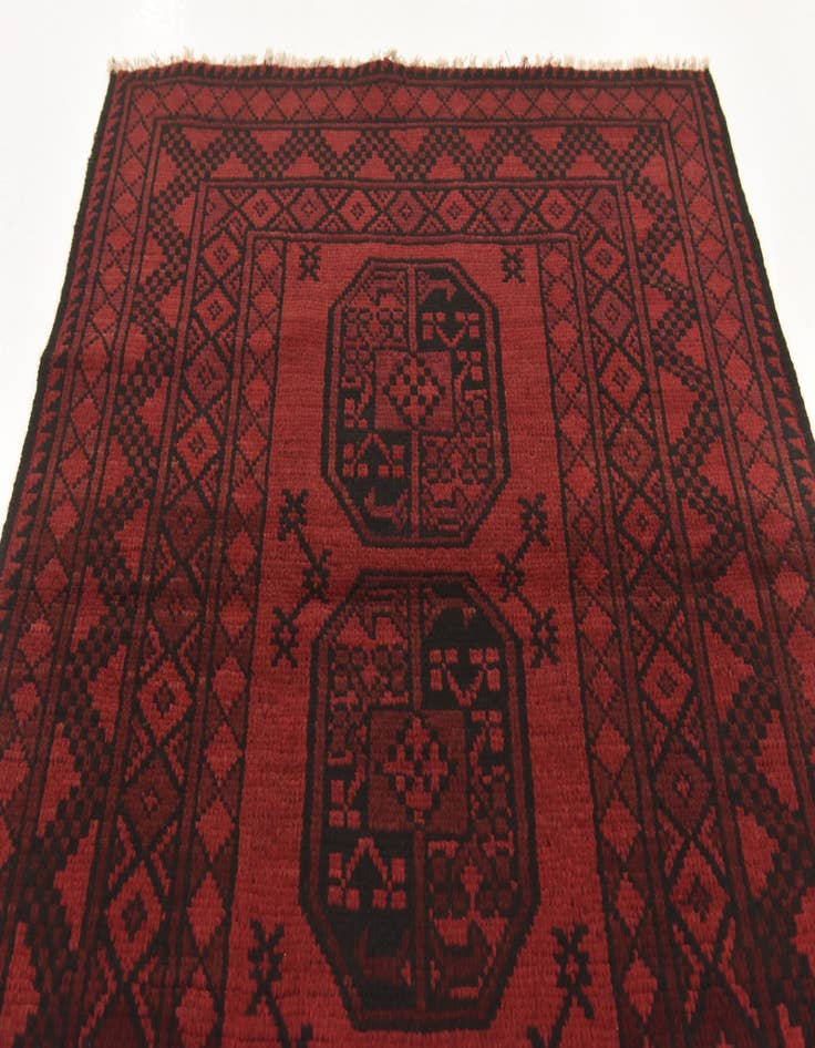 Detail image of  3' 3 x 4' 9  Hand Knotted Afghan Akhche Wool Rug