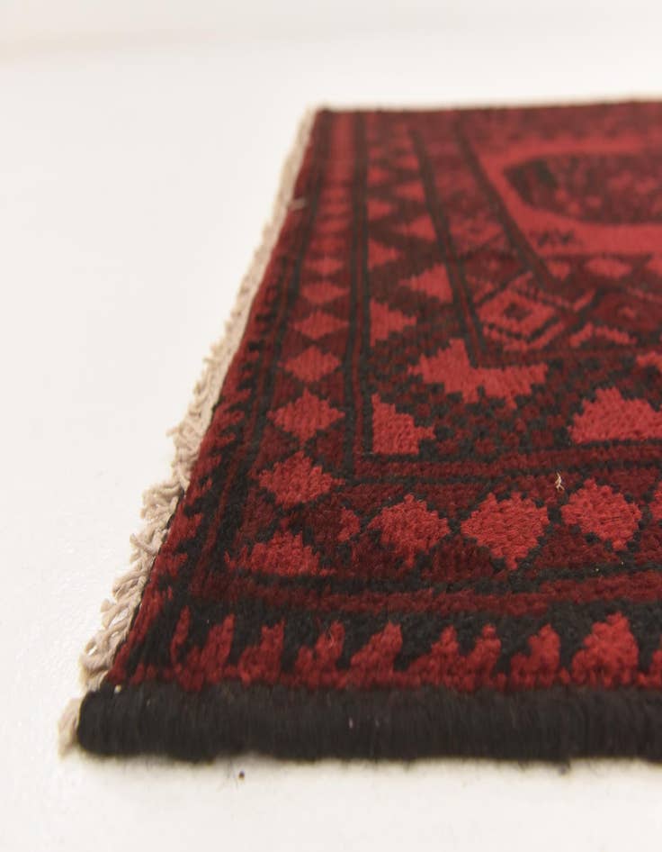 Detail image of  3' 3 x 4' 9  Hand Knotted Afghan Akhche Wool Rug