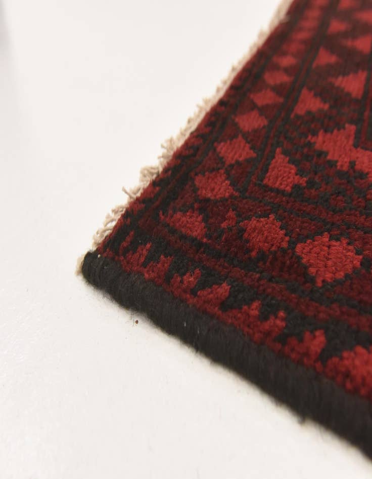 Detail image of  3' 3 x 4' 9  Hand Knotted Afghan Akhche Wool Rug