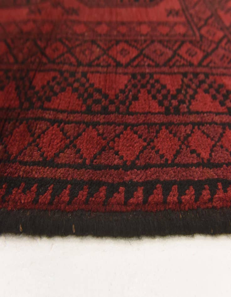 Detail image of  3' 3 x 4' 9  Hand Knotted Afghan Akhche Wool Rug