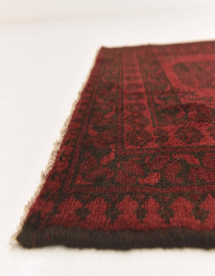 Detail image of  3' 1 x 4' 10  Hand Knotted Afghan Akhche Wool Rug