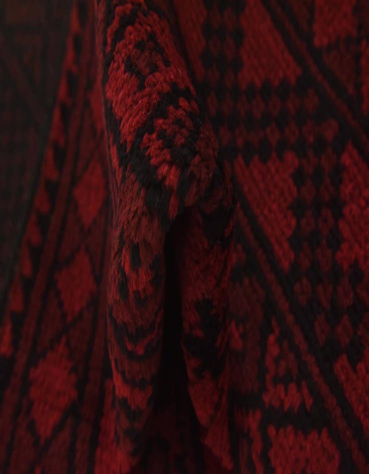 Detail image of  3' 3 x 4' 8  Hand Knotted Afghan Akhche Wool Rug