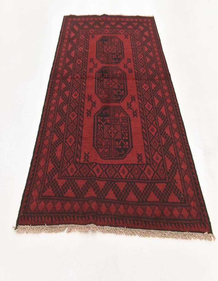 Detail image of  3' 3 x 4' 8  Hand Knotted Afghan Akhche Wool Rug