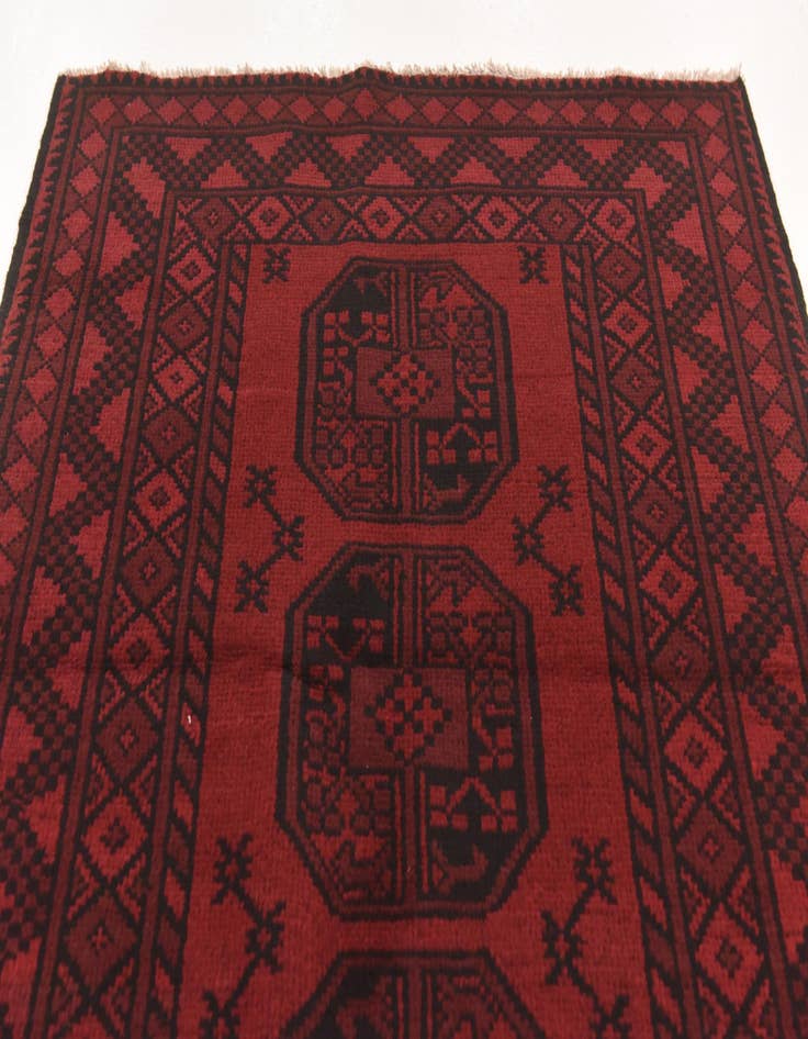 Detail image of  3' 3 x 4' 8  Hand Knotted Afghan Akhche Wool Rug