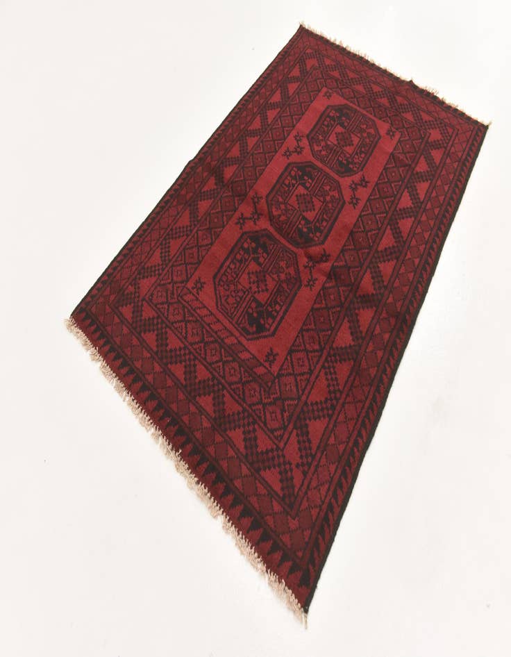 Detail image of 3' 2 x 4' 9 Hand Knotted Afghan Akhche Wool Rug