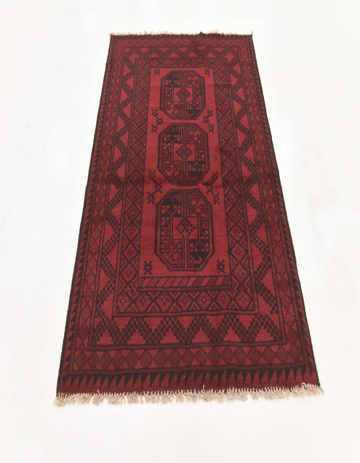 Detail image of 3' 2 x 4' 9 Hand Knotted Afghan Akhche Wool Rug