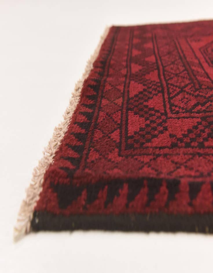 Detail image of 3' 2 x 4' 9 Hand Knotted Afghan Akhche Wool Rug