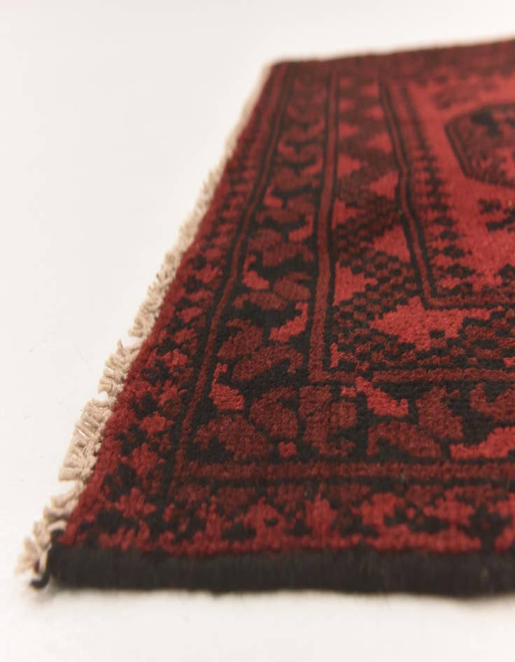 Detail image of  3' 2 x 4' 9  Hand Knotted Afghan Akhche Wool Rug