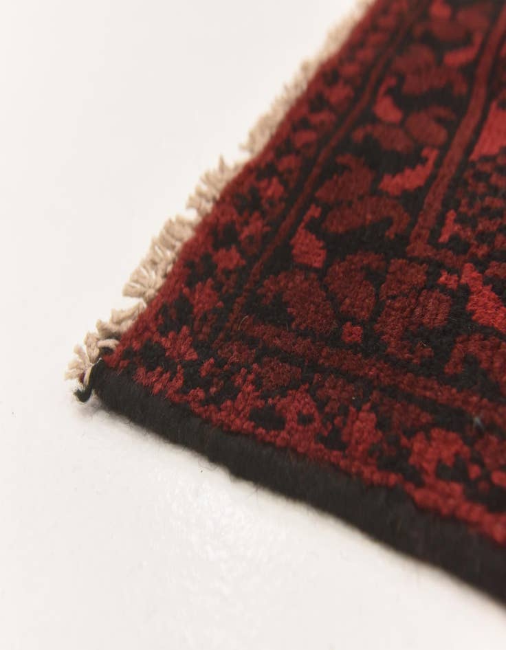 Detail image of  3' 2 x 4' 9  Hand Knotted Afghan Akhche Wool Rug