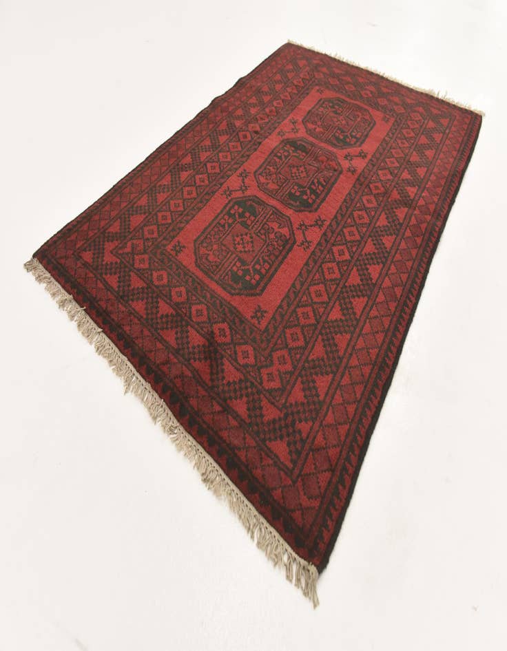 Detail image of  3' 3 x 4' 10  Hand Knotted Afghan Akhche Wool Rug