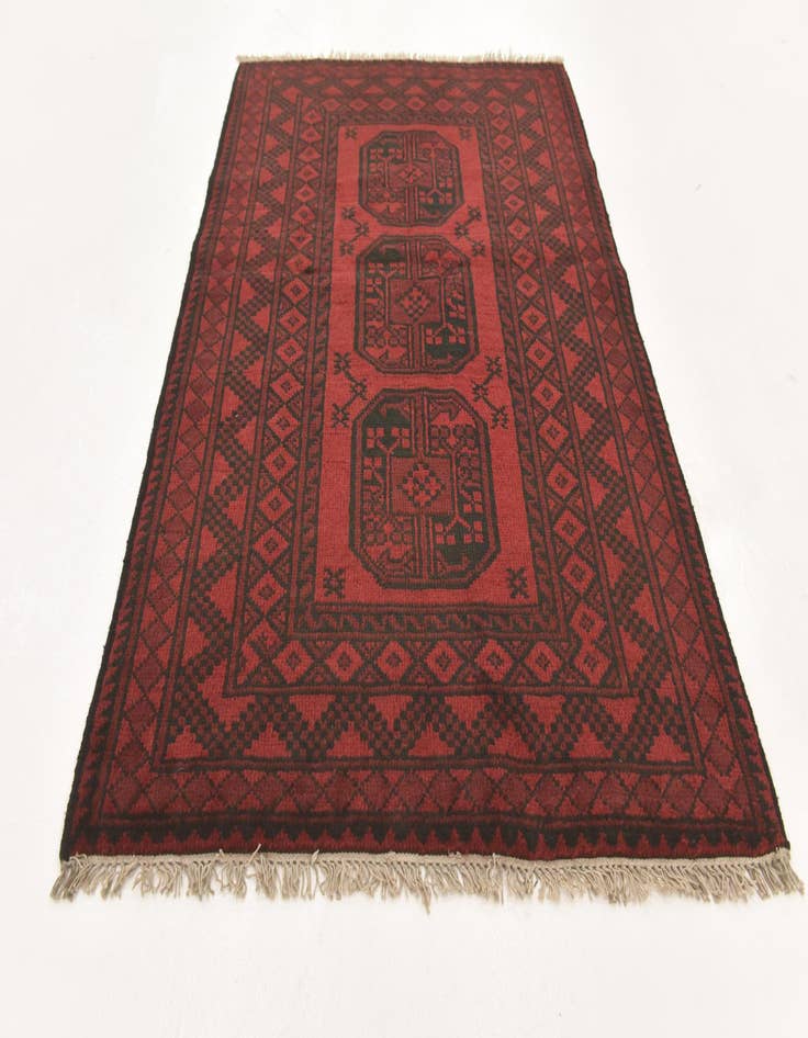 Detail image of  3' 3 x 4' 10  Hand Knotted Afghan Akhche Wool Rug