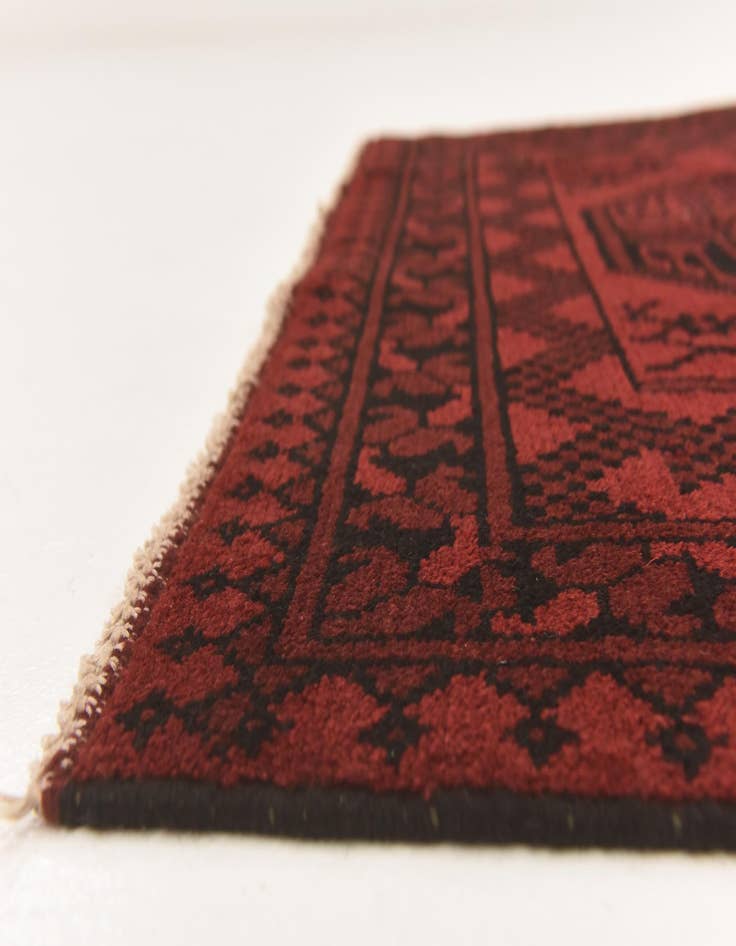 Detail image of  3' 3 x 4' 9  Hand Knotted Afghan Akhche Wool Rug