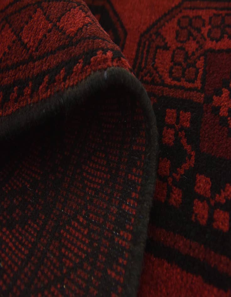 Detail image of  3' 3 x 4' 9  Hand Knotted Afghan Akhche Wool Rug