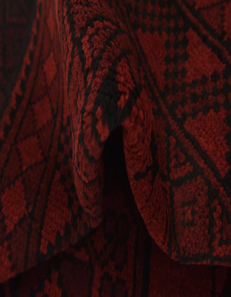 Detail image of  3' 3 x 4' 9  Hand Knotted Afghan Akhche Wool Rug