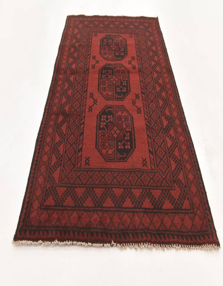 Detail image of  3' 3 x 4' 9  Hand Knotted Afghan Akhche Wool Rug