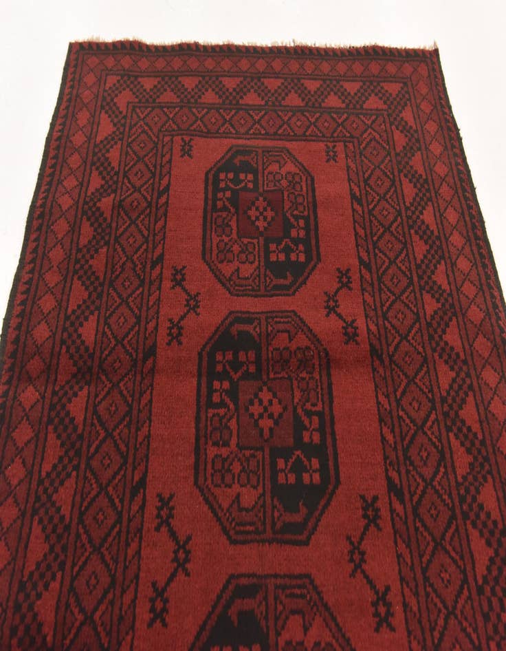 Detail image of  3' 3 x 4' 9  Hand Knotted Afghan Akhche Wool Rug