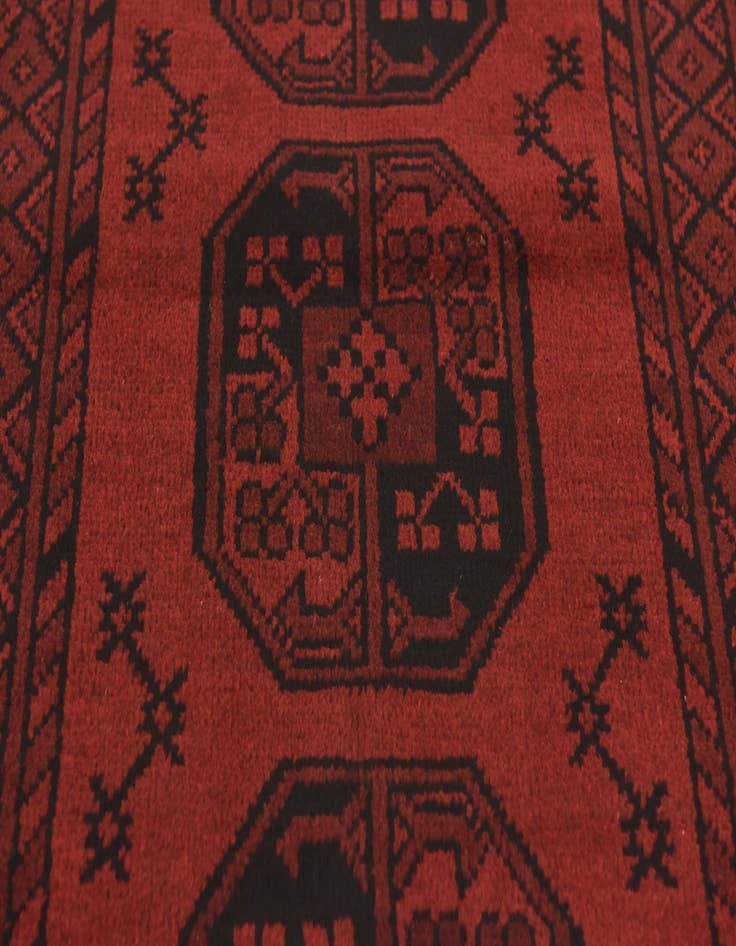 Detail image of  3' 3 x 4' 9  Hand Knotted Afghan Akhche Wool Rug