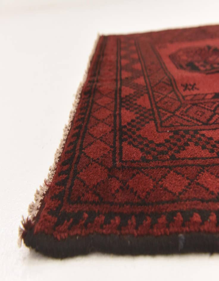 Detail image of  3' 3 x 4' 9  Hand Knotted Afghan Akhche Wool Rug