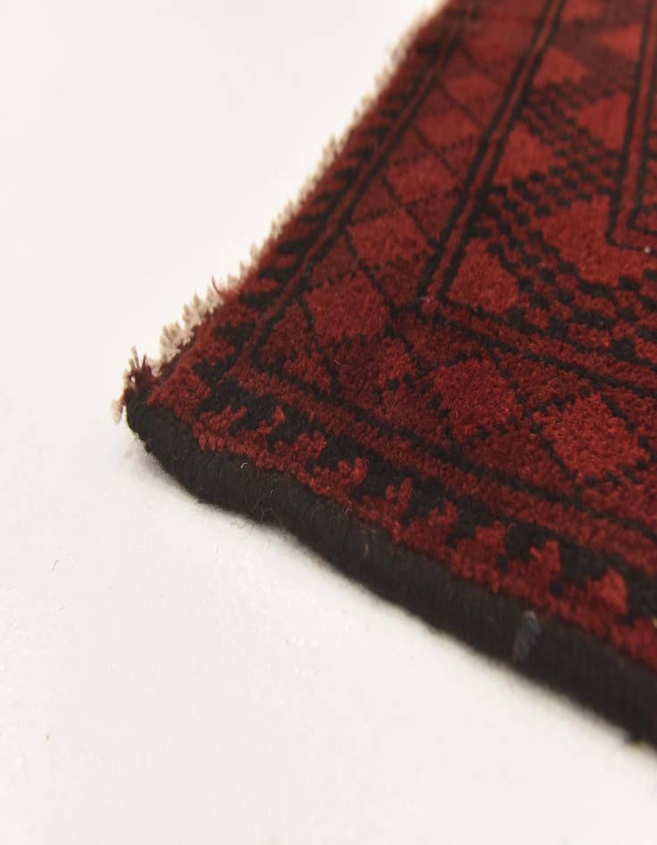 Detail image of  3' 3 x 4' 9  Hand Knotted Afghan Akhche Wool Rug