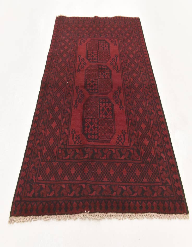 Detail image of  3' 3 x 4' 11  Hand Knotted Afghan Akhche Wool Rug