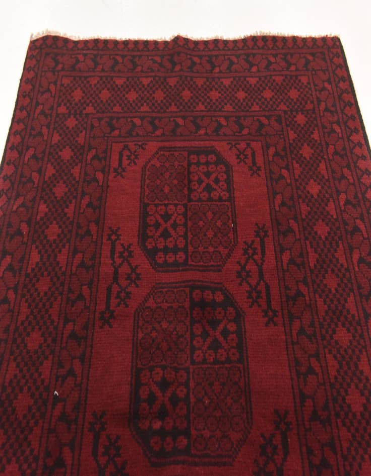 Detail image of  3' 3 x 4' 11  Hand Knotted Afghan Akhche Wool Rug