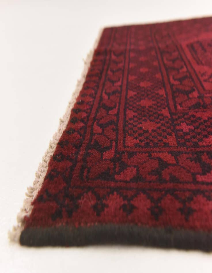 Detail image of  3' 3 x 4' 11  Hand Knotted Afghan Akhche Wool Rug
