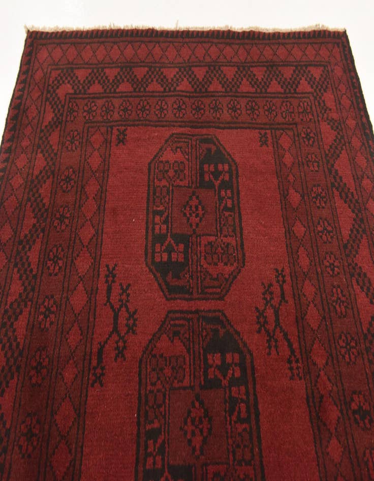 Detail image of  3' 3 x 4' 9  Hand Knotted Afghan Akhche Wool Rug