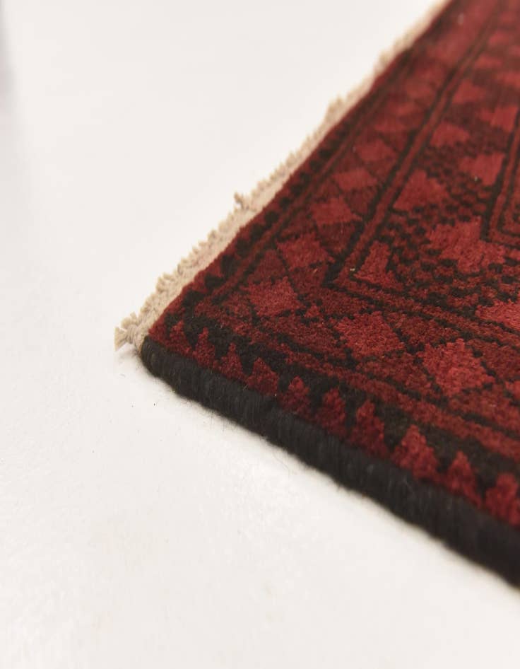 Detail image of  3' 3 x 4' 9  Hand Knotted Afghan Akhche Wool Rug