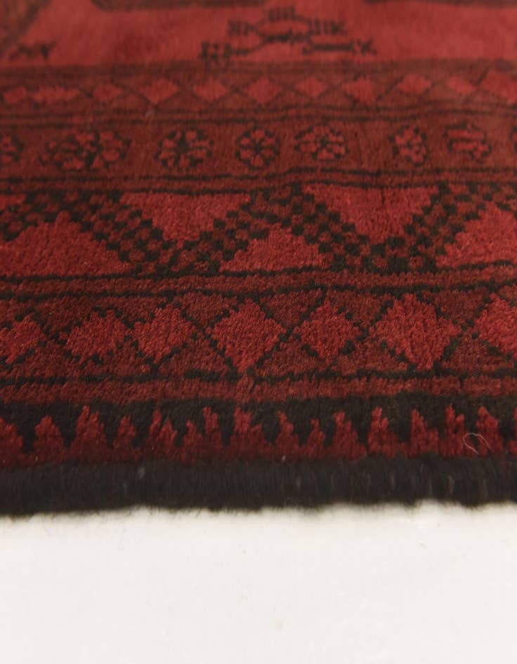 Detail image of  3' 3 x 4' 9  Hand Knotted Afghan Akhche Wool Rug