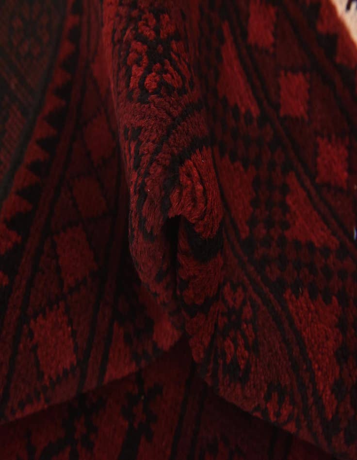 Detail image of  3' 4 x 4' 10  Hand Knotted Afghan Akhche Wool Rug